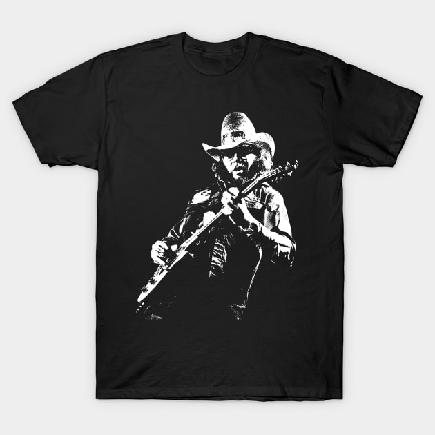 Classic Hank Jr Williams White Stencil T-Shirt by Culnaneandreas.Fashion